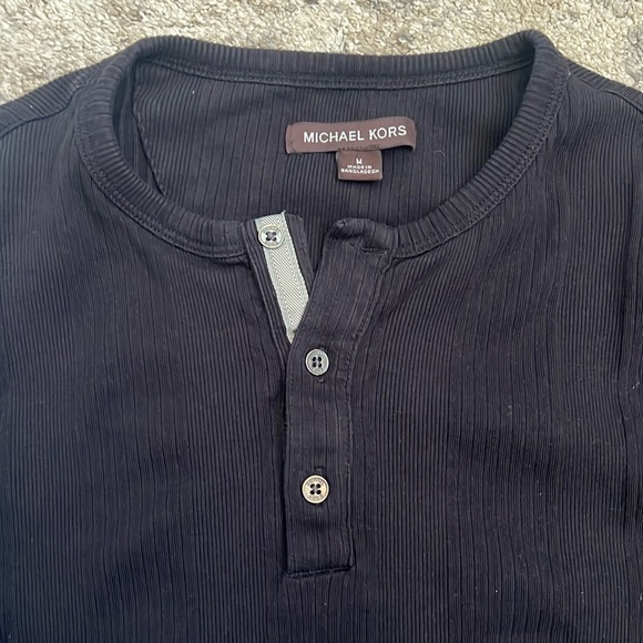 Michael Kors Other - Michael Kors men’s black henley button shirt. Ribbed cotton & stretch. Slim fit